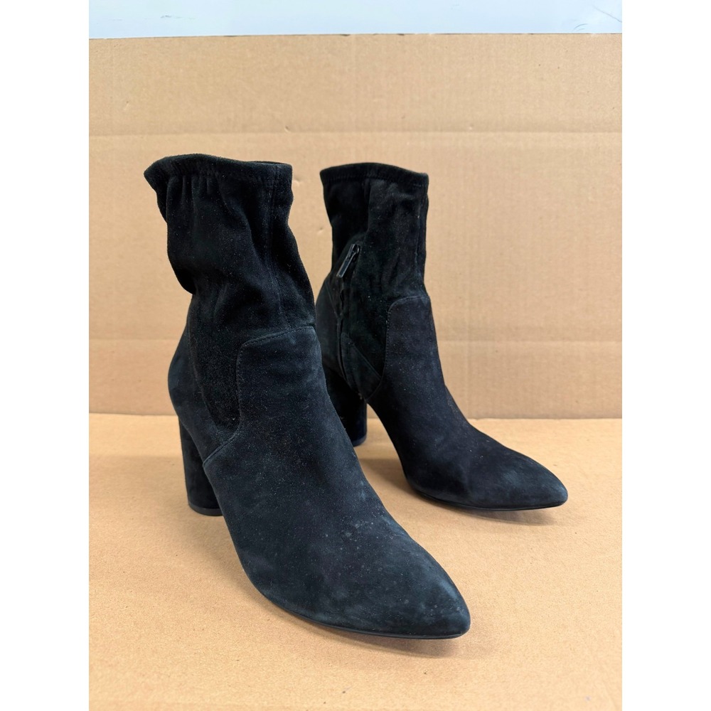 & Other Stories Faux Suede Pointed Toe Ankle Boots Black Womens Size 39 EU